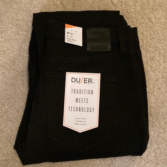 DUER Jeans Nwt Duer High Rise Taper Jeans Black W 3 L 3 Button Fly